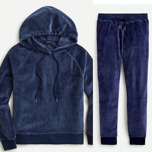 J. Crew Soft Velour Sweatshirt Sweater Hoodie Jogger Set Sz S